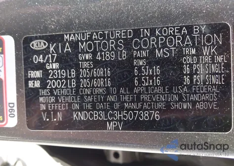 2017 Kia Niro Lx from USA, damaged, VIN KNDCB3LC3H5073876